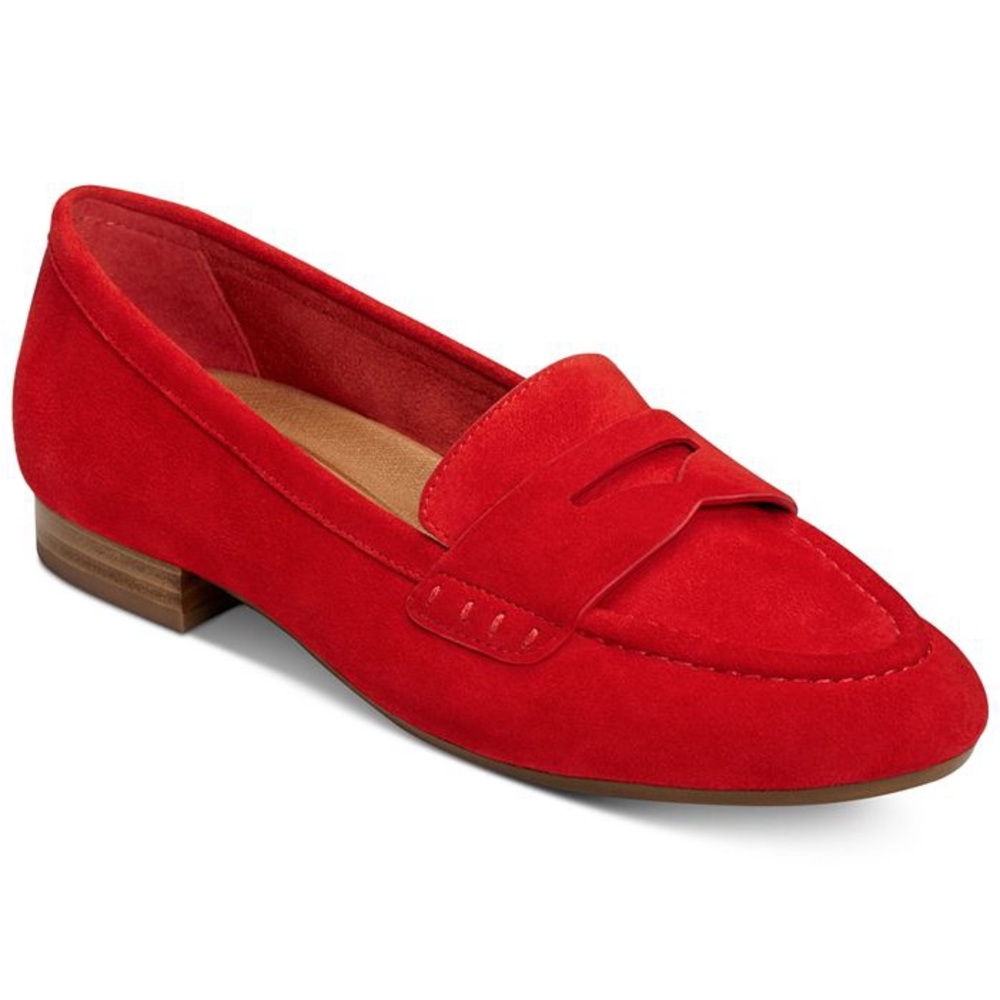 Red Suede Loafer Flats